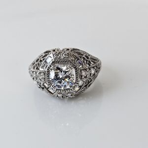 Vintage Victoria Wieck Art Deco Style Ring Sterling Silver Size 6